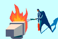 Computer monitor on fire